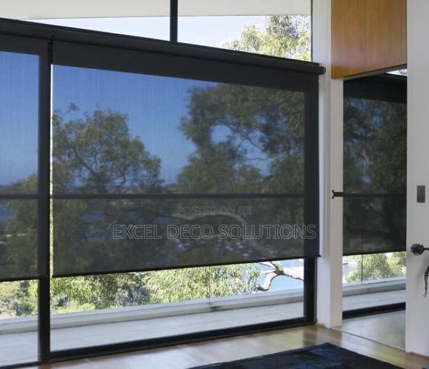 Black Colour Sunscreen Roller Blind - main view
