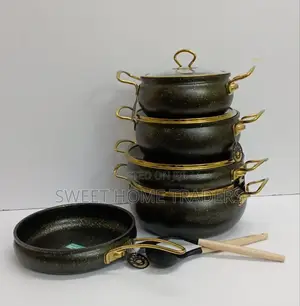9 PCS Granite Coating Cookware Set Black