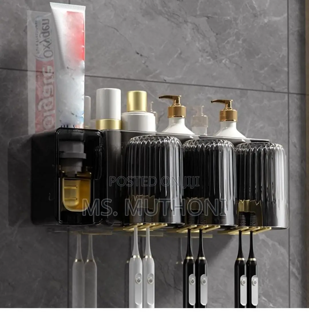 Acrylic Inverted Toothbrush Holder, Toothpaste Dispenser