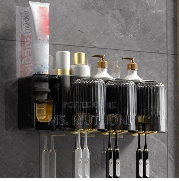 Acrylic Inverted Toothbrush Holder, Toothpaste Dispenser - main view