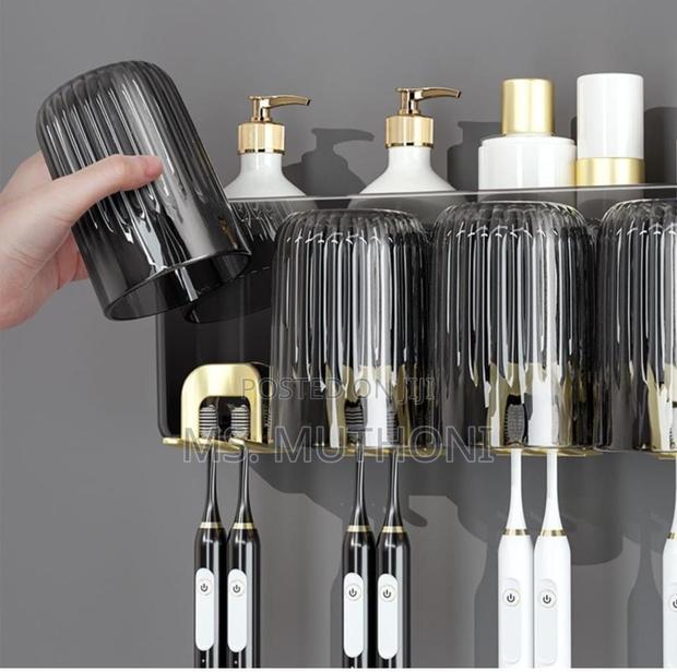 Acrylic Inverted Toothbrush Holder, Toothpaste Dispenser - thumbnail 2