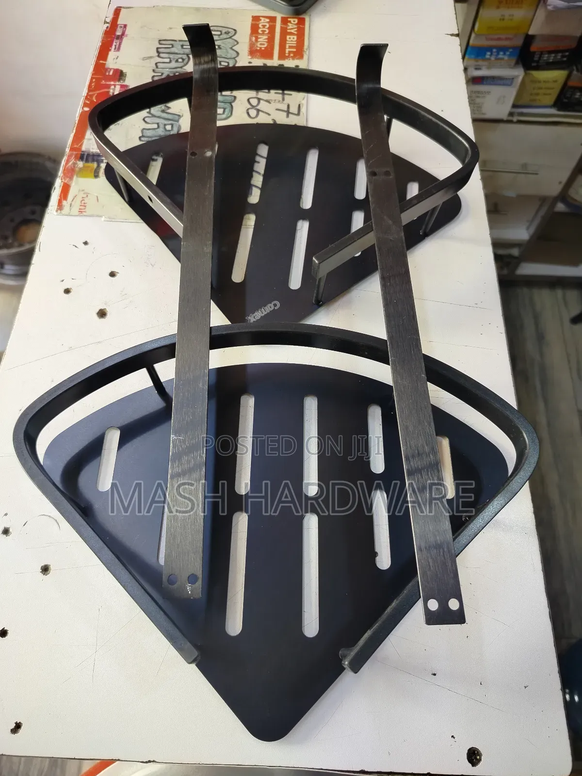 Matt Black Double Corner Shelf Rack