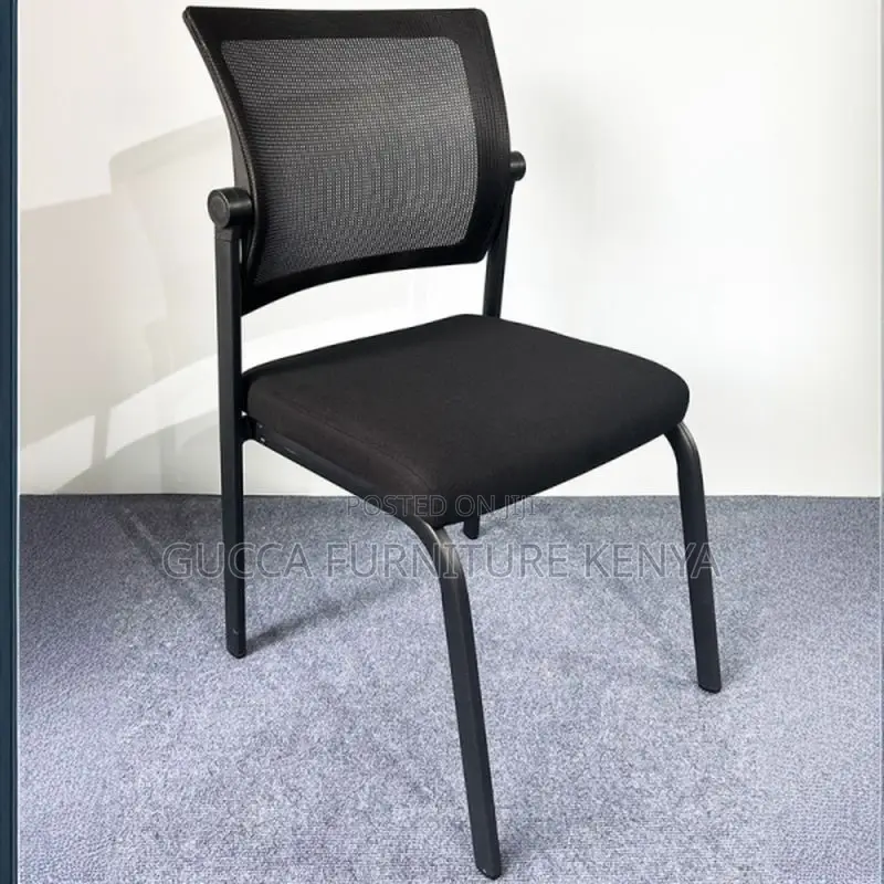Office Chairs: Stackable Black Mesh Back Office Chair
