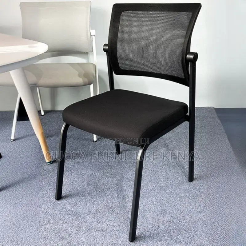 Office Chairs: Stackable Black Mesh Back Office Chair