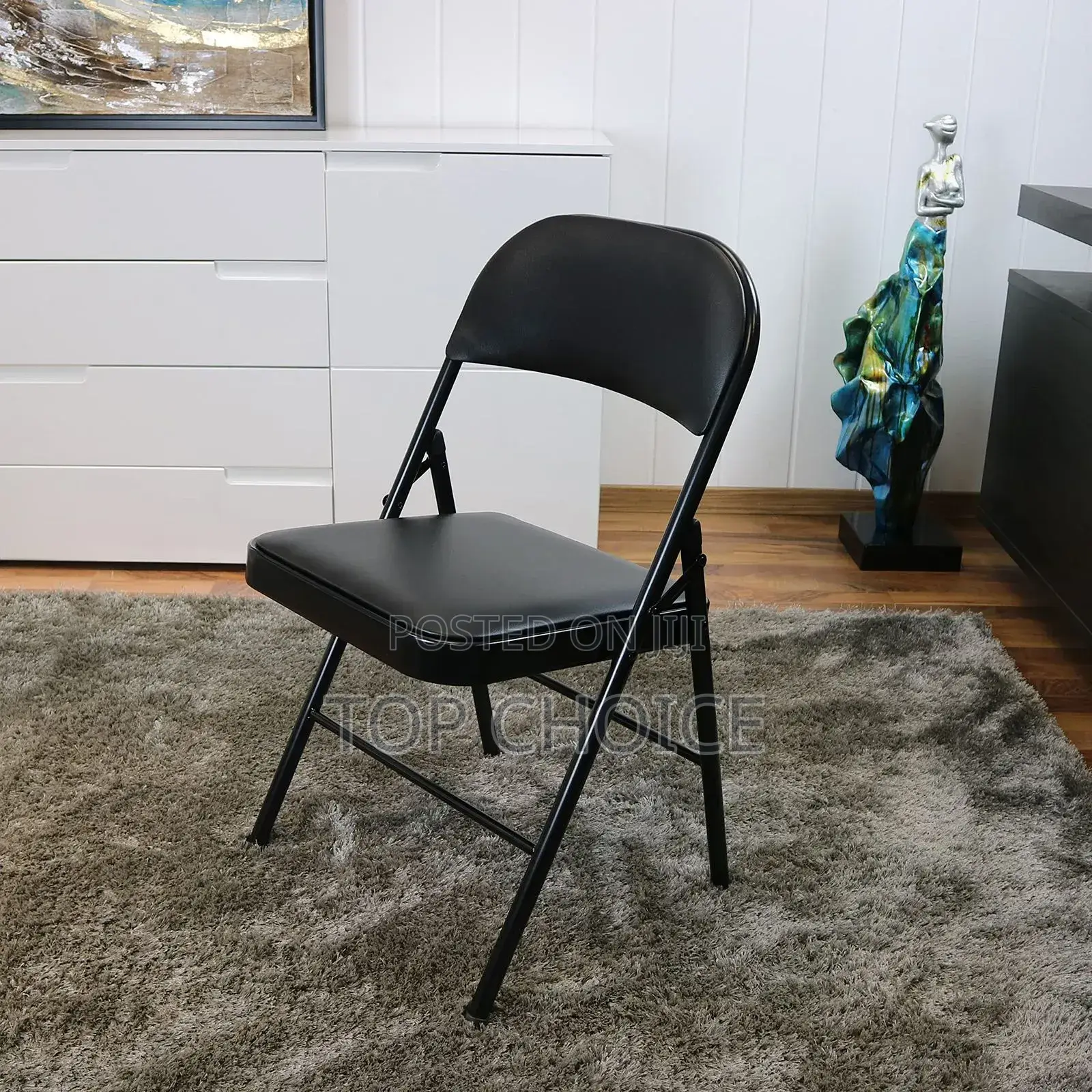 Foldable Leather Black Chairs
