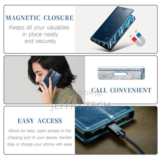 Samsung Galaxy A25 Luxury Wallet Magnetic Case Blue - thumbnail 3