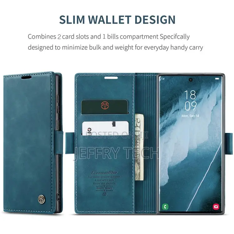 Samsung Galaxy S22 Ultra Wallet Magnetic Case Blue
