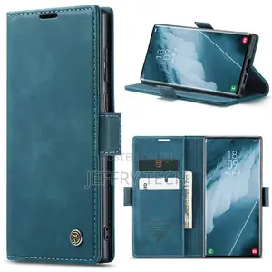 Samsung Galaxy S23 Ultra Wallet Retro Leather Case Blue