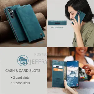 Samsung Galaxy S24 Plus Wallet Suede Leather Case Blue
