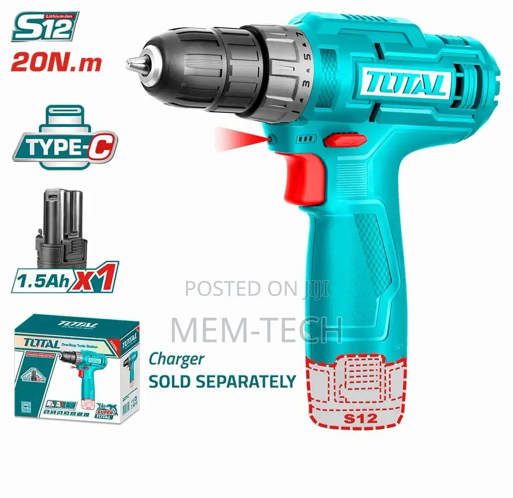 TOTAL TDLI12428 Lithium-Ion Cordless Drill 12V