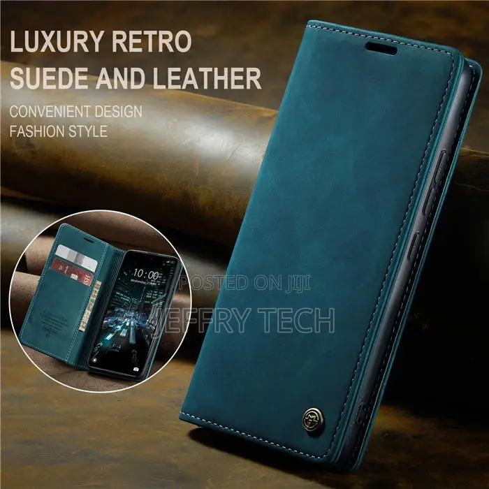 Xiaomi Redmi 12C Wallet Suede Leather Case Blue