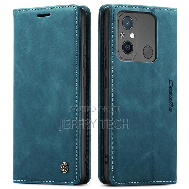 Xiaomi Redmi 12C Wallet Suede Leather Case Blue - thumbnail 2