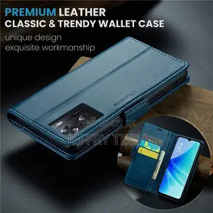 OPPO A57 Wallet RFID Blocking Magnetic Buckle Case Blue