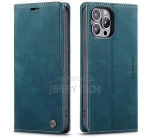 iPhone 13 Pro Kickstand Wallet Magnetic Flip Case Blue - thumbnail 2