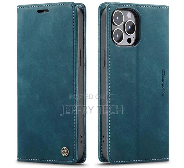 iPhone 13 Pro Kickstand Wallet Magnetic Flip Case Blue - main view