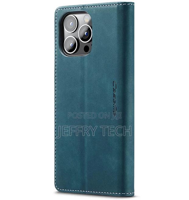 iPhone 13 Pro Kickstand Wallet Magnetic Flip Case Blue - thumbnail 3
