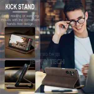 Samsung Galaxy A15 Wallet Suede Leather Case Coffee