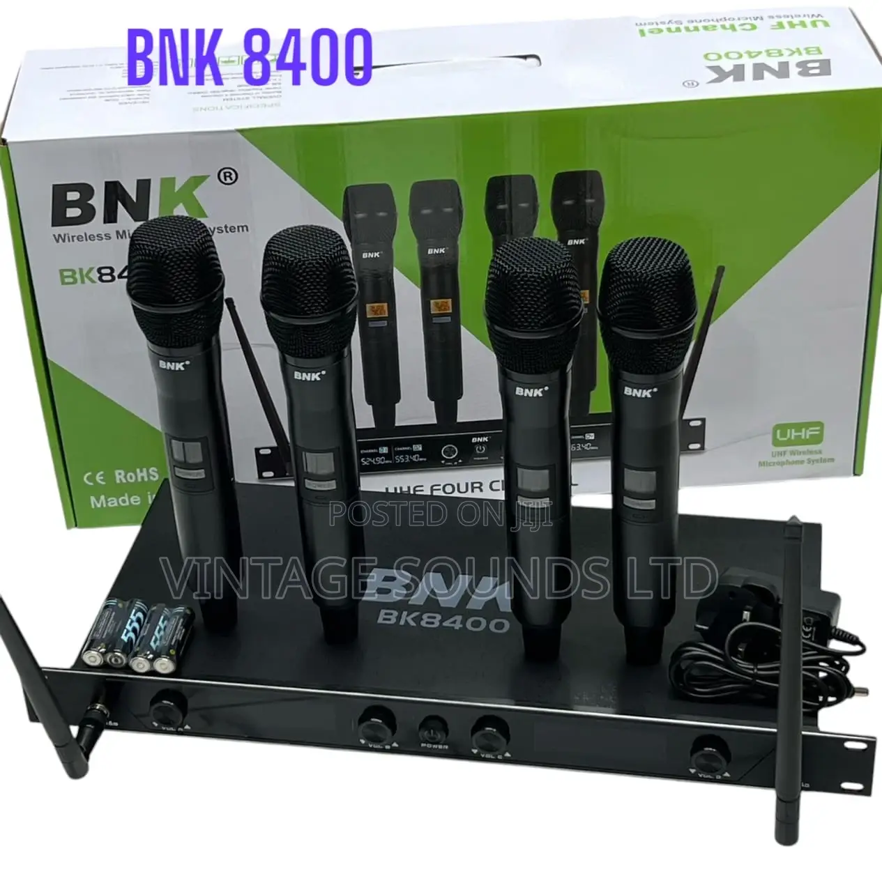 BNK BK8400 4-IN-1 Wireless Microphone Set ( BLACK)