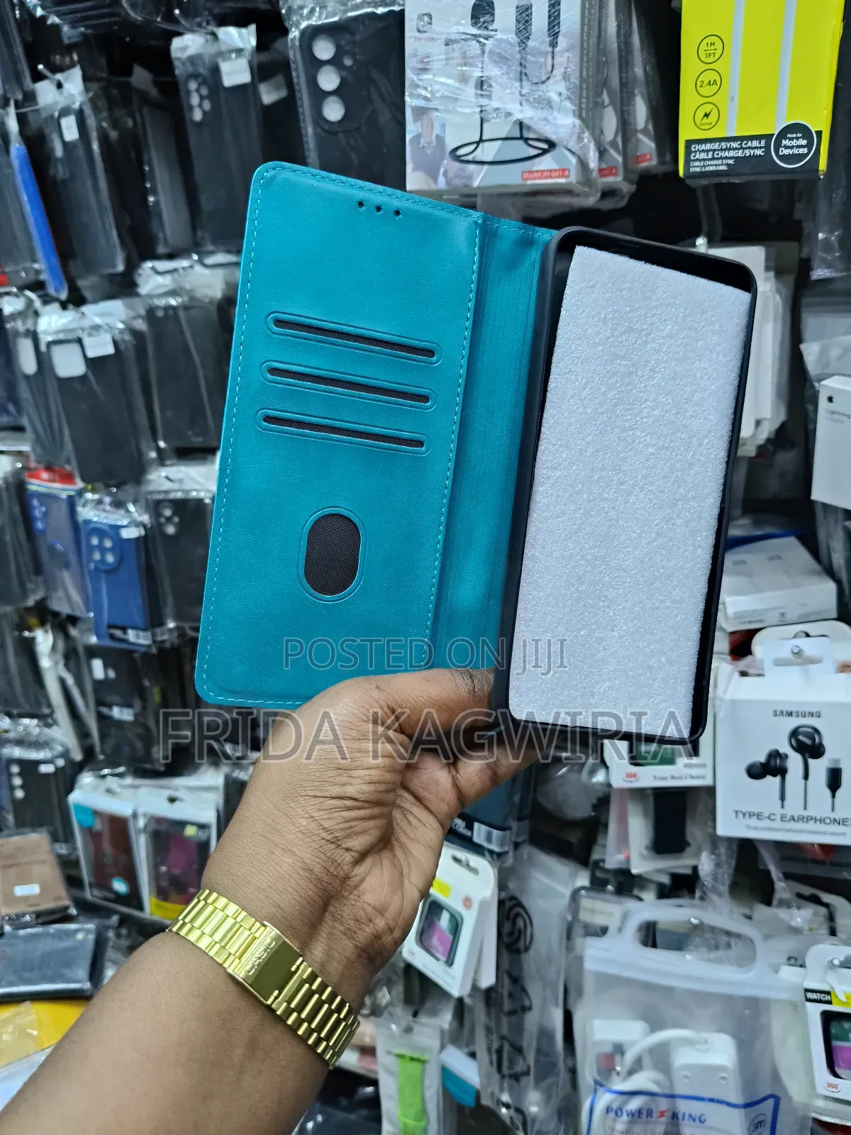 Tecno Pova 5 Leather Flip Case (Green, Black and Brown)