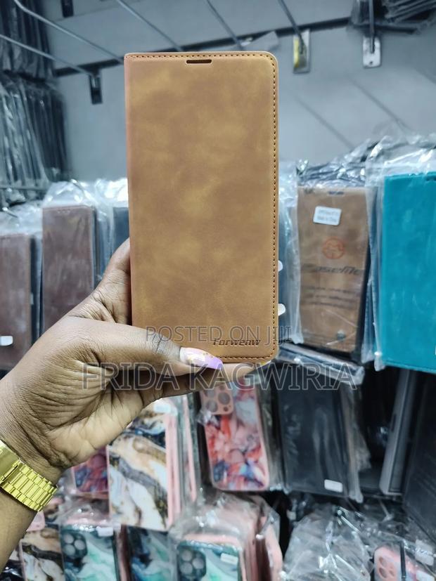 Oppo A3X Brown Leather Flip Case With Card Pockets - main view