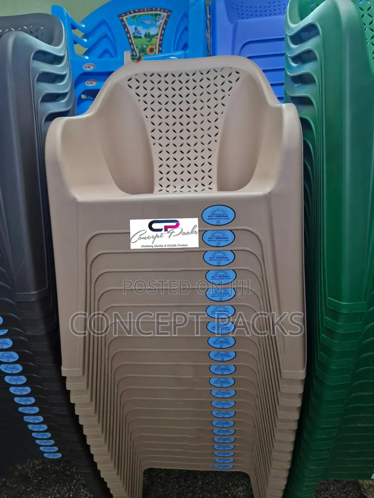 Easy Light Brown Plastic Heavy Duty Chairs.