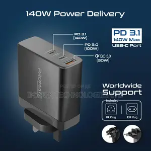 Promate Gancharge-140w 140W Power Delivery 3.1 Gan Charger