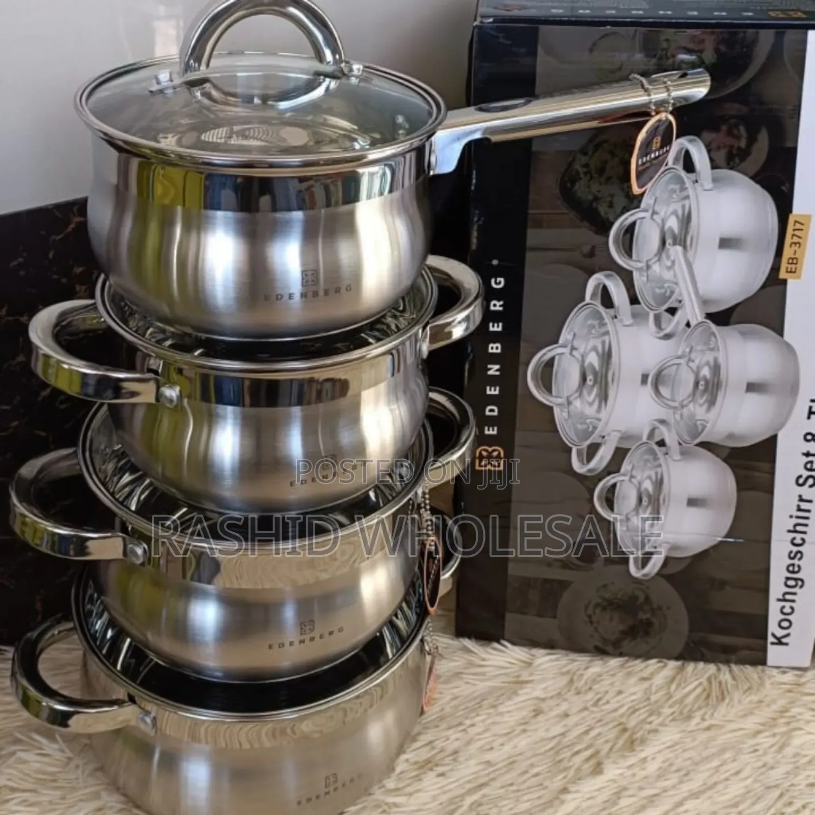 Edenburg 8pcs EB-3717 Stainless Steel Cookware Set