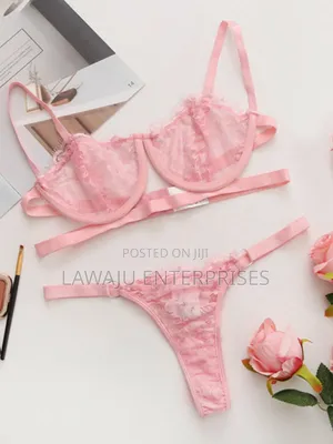 2PC Pink Flower Lace Lingerie
