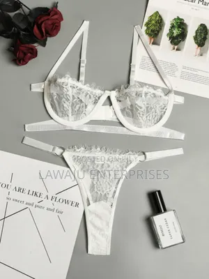 2pc White Flower Lace Lingerie