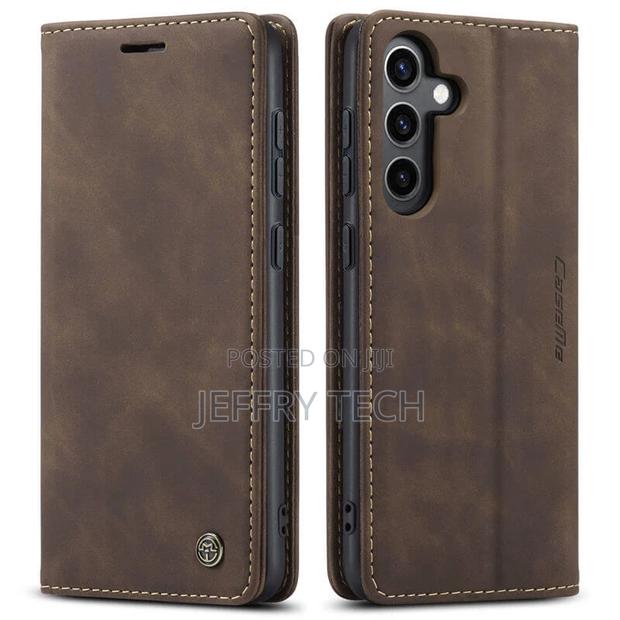 Samsung Galaxy S24 Plus Wallet Suede Leather Case Coffee