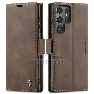 Samsung Galaxy S24 Ultra Wallet Suede Leather Case Coffee