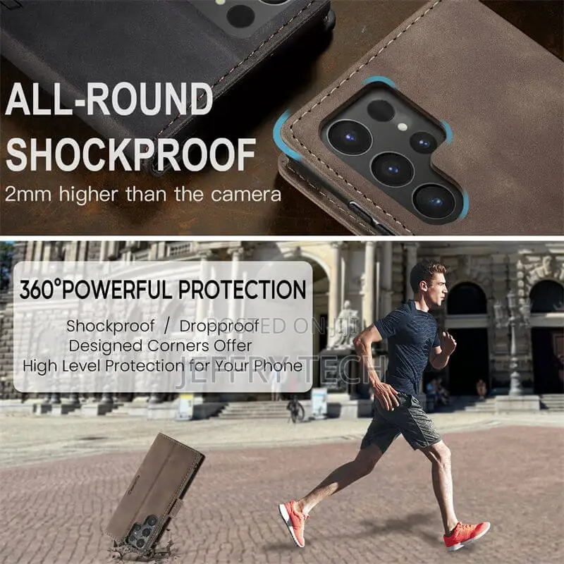 Samsung Galaxy S24 Ultra Wallet Suede Leather Case Coffee