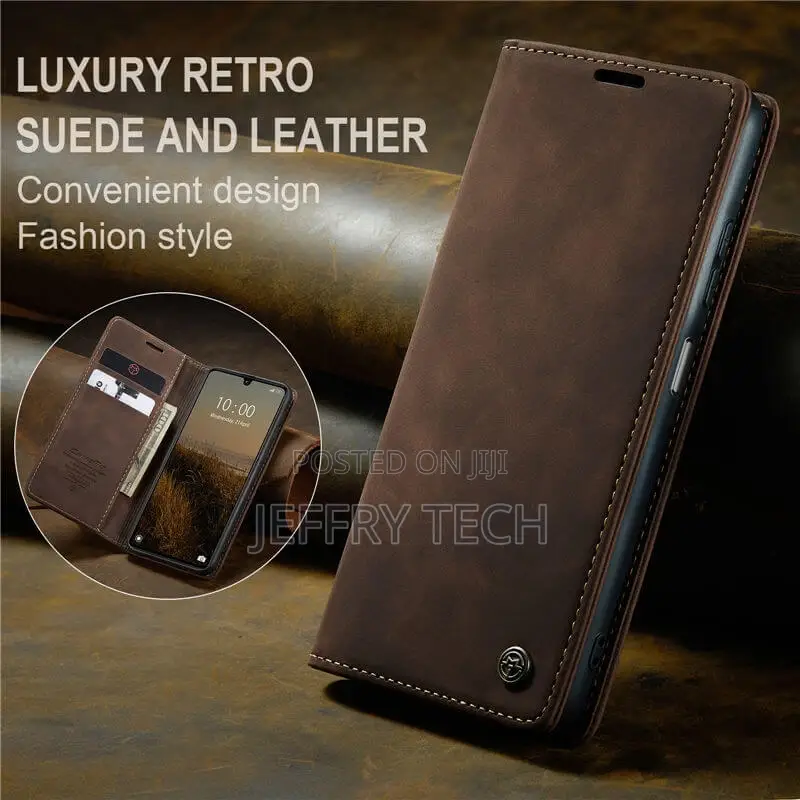 Xiaomi Redmi 13C Wallet Suede Leather Case Coffee