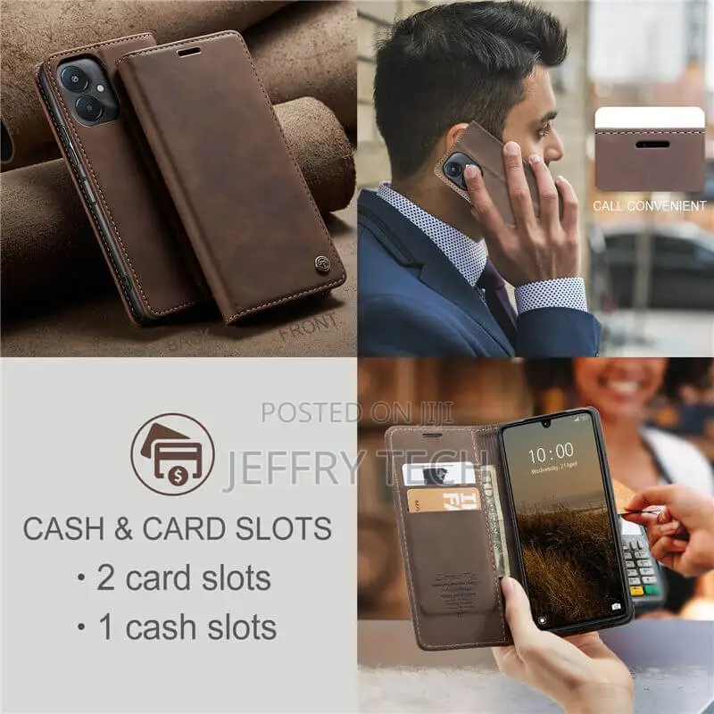 Xiaomi Redmi 13C Wallet Suede Leather Case Coffee