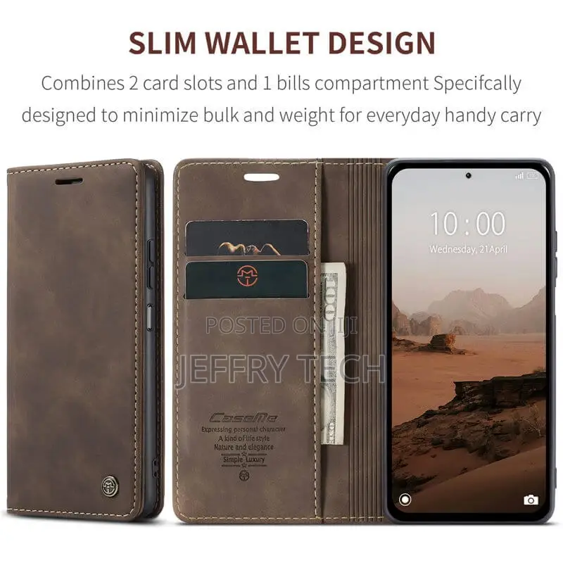 Xiaomi Redmi Note 13 Pro Wallet Suede Leather Case Coffee