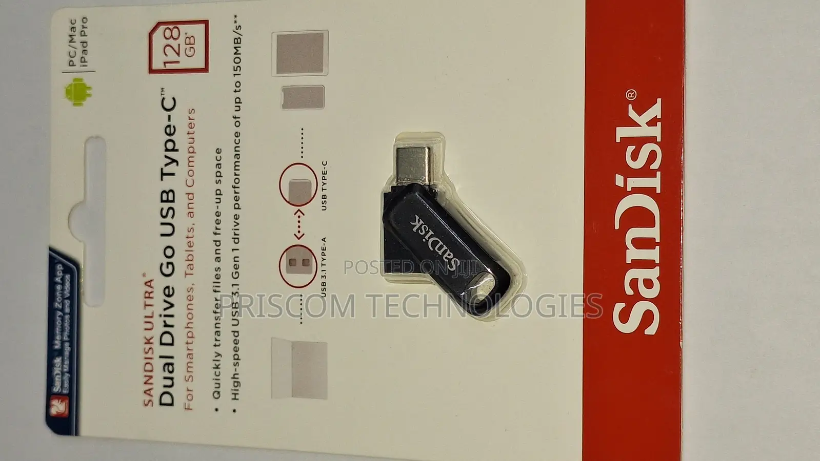 128GB Sandisk Flash Disk Flash Drive Dual OTG USB Type C