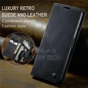 Samsung Galaxy A15 Wallet Suede Leather Case Black