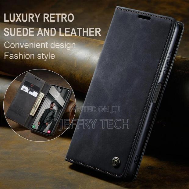 Samsung Galaxy A15 Wallet Suede Leather Case Black