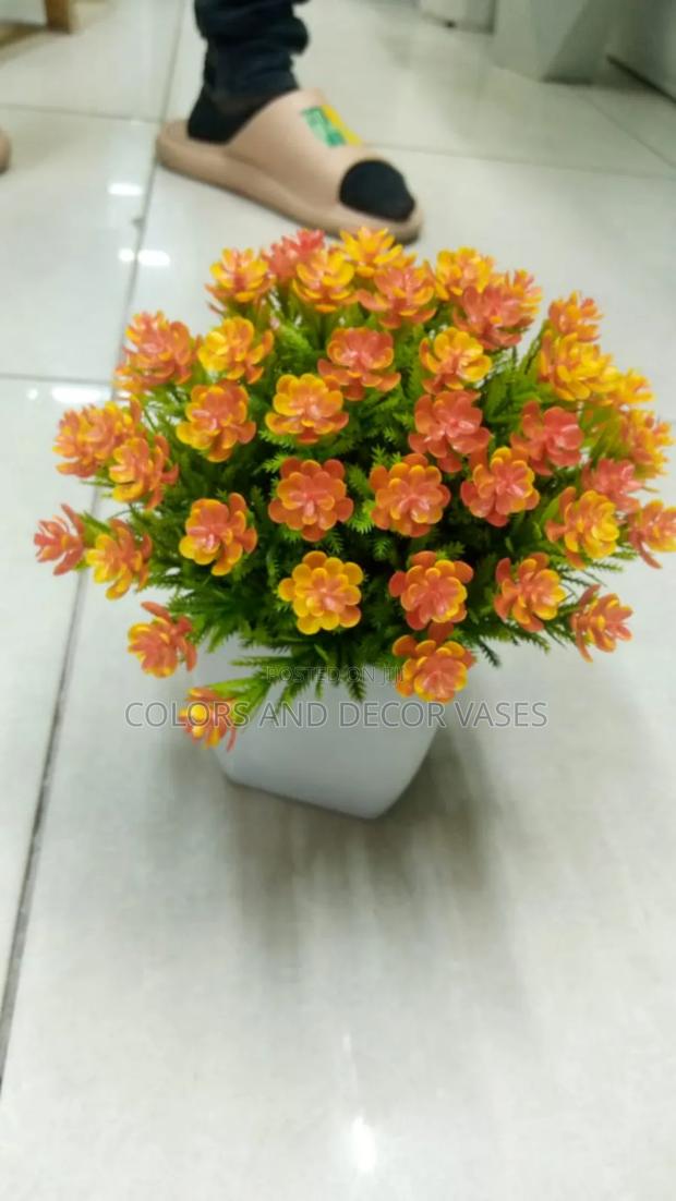 Table Top Bonsai Flowers White and Orange