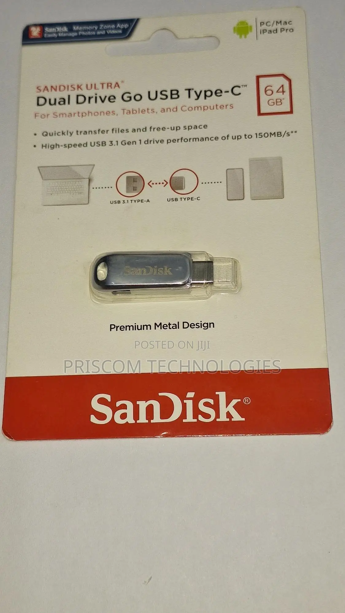 64GB Sandisk Flash Disk Flash Drive Dual OTG USB Type C