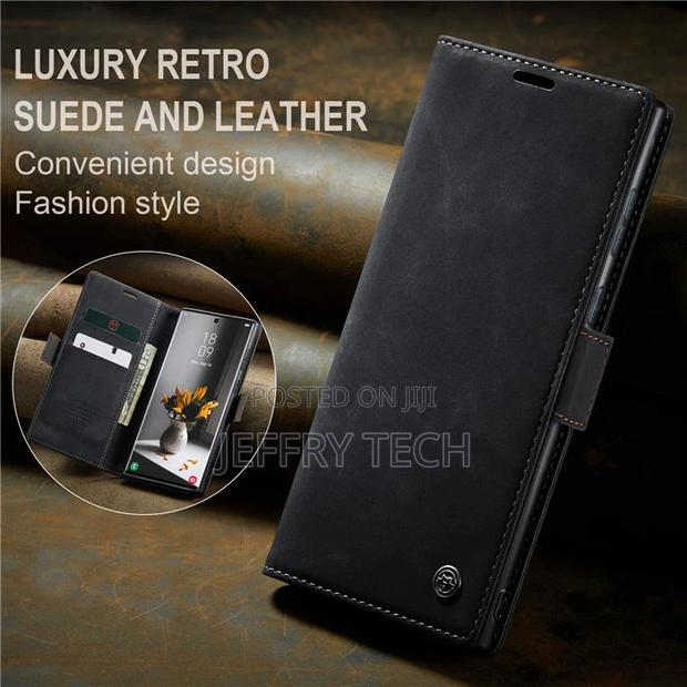 Samsung Galaxy S23 Ultra Wallet Retro Leather Case Black - main view