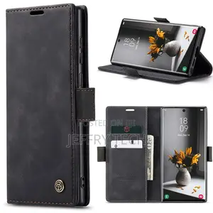 Samsung Galaxy S23 Ultra Wallet Retro Leather Case Black