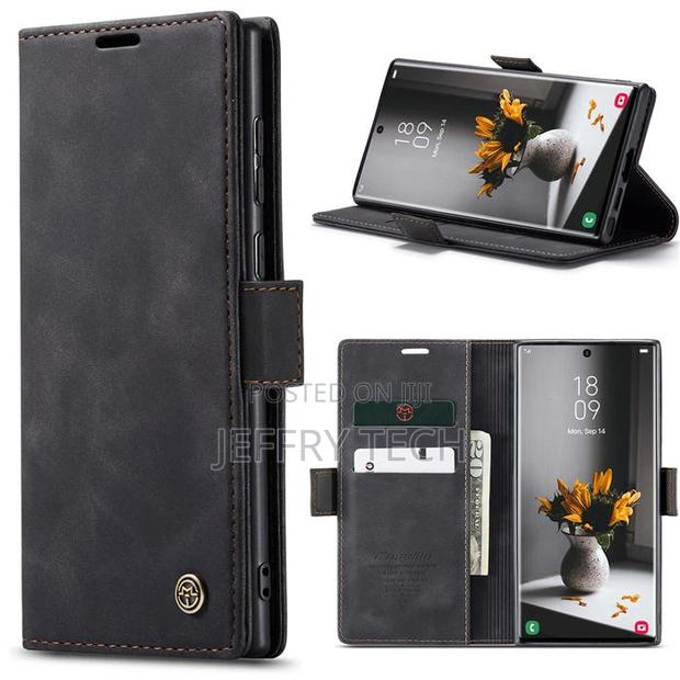 Samsung Galaxy S23 Ultra Wallet Retro Leather Case Black - thumbnail 3