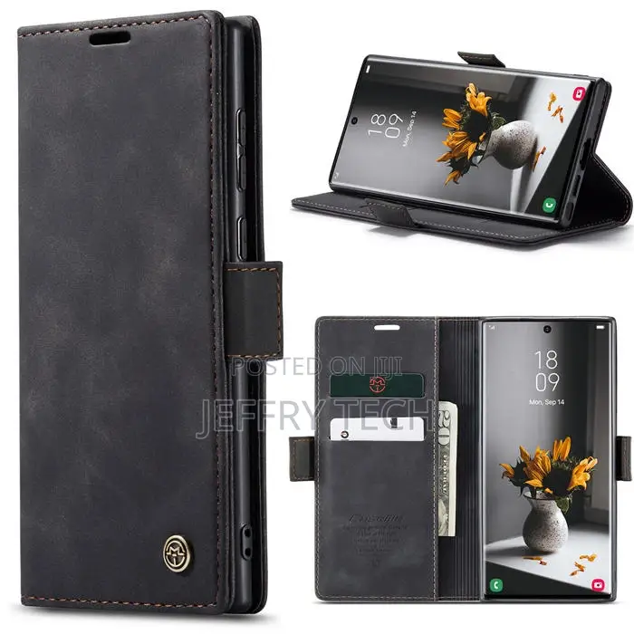 Samsung Galaxy S23 Ultra Wallet Retro Leather Case Black