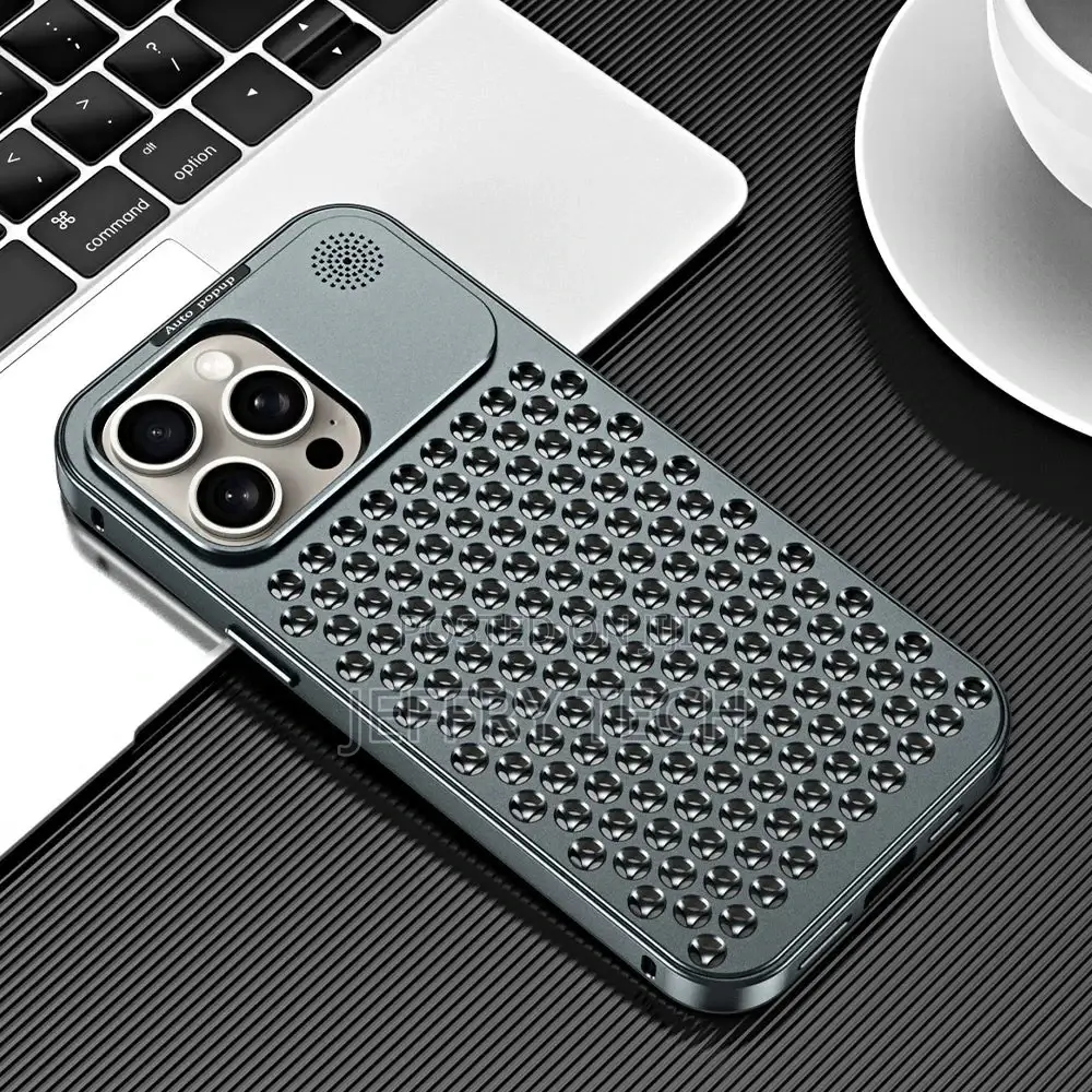 Metallic Hybrid Case With Airflow for iPhone 15 14 Pro Max