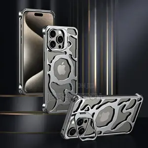 Magsafe iPhone 15 Pro Max Metal Alloy Cushion Kickstand Case
