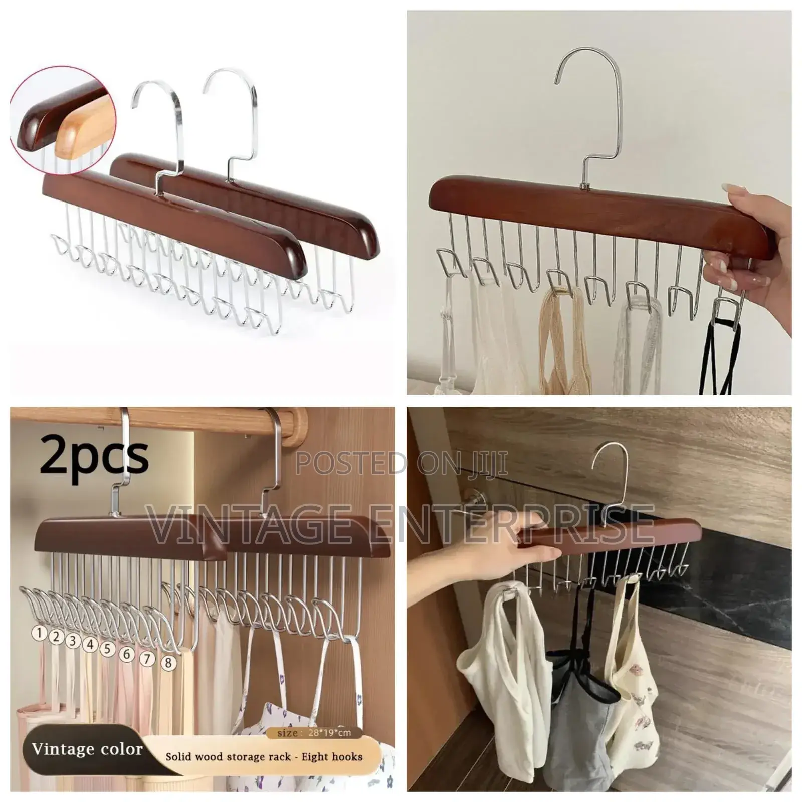 *Wooden Plank 8 Hook Hanger*