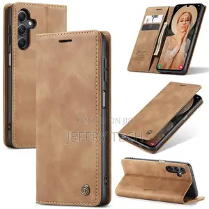 Samsung Galaxy A15 Wallet Suede Leather Case Brown