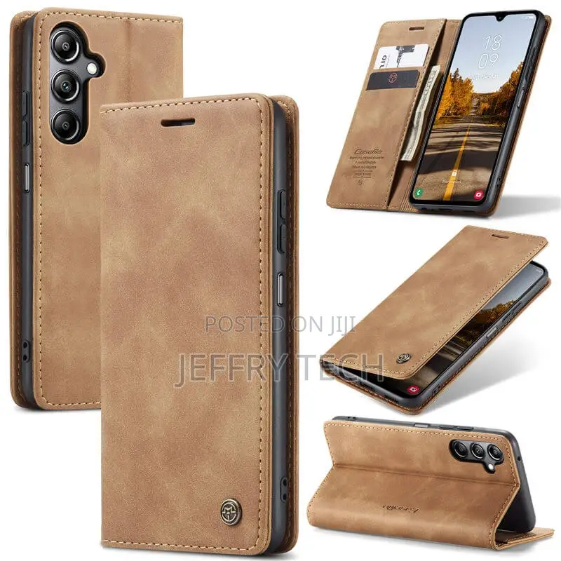 Samsung Galaxy A05S Wallet Suede Leather Case Brown