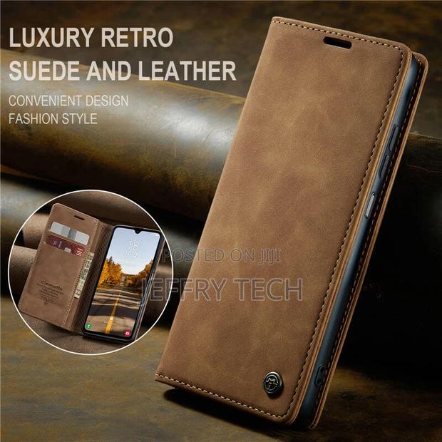 Samsung Galaxy A05S Wallet Suede Leather Case Brown - thumbnail 2